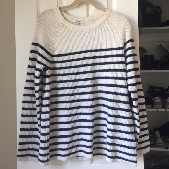 Wool Madewell Sweater with Leather Patches - Picture 1 of 4