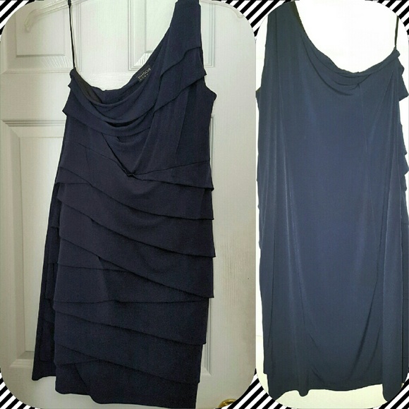 Navy one shoulder dress