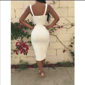 Sexy white midi dress