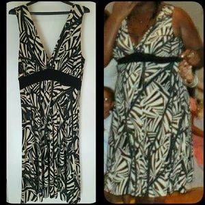 Beige/Black Fun and Flirty Cocktail Dress