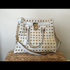 RARE MK Hamilton white and gold stud with wallet
