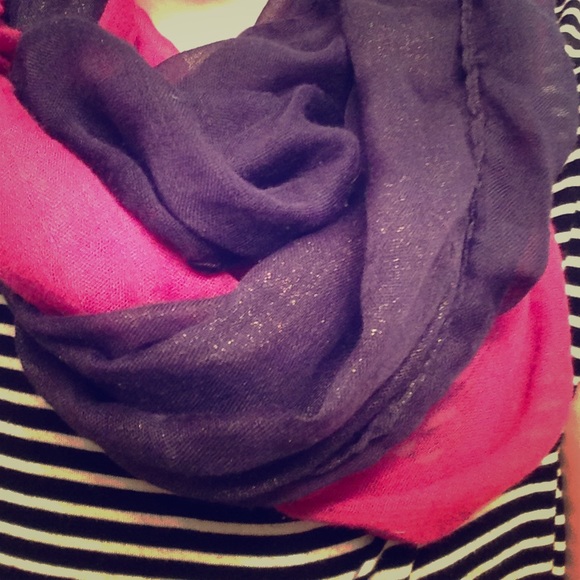 Shimmery Fuscia and Navy Scarf Set!