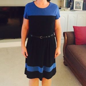 Liz Claiborne Color Block Belted Dress - Petite L