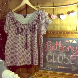 Lucky Brand Boho Tassel Top