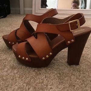 Brown studded wedges