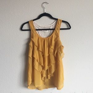 Layered chiffon and lace back