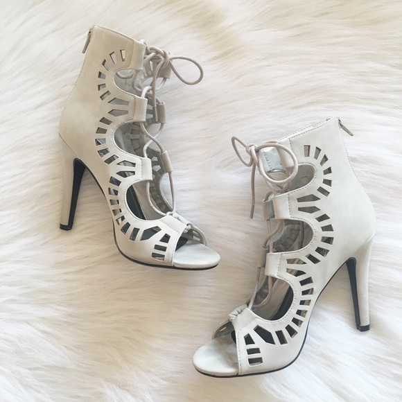 Shoes - Stone Gray Lazer Cut Heels