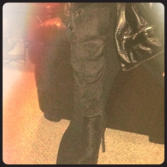 Black thigh high stiletto boots