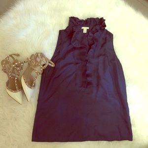 {J Crew} 100% Silk Navy Top