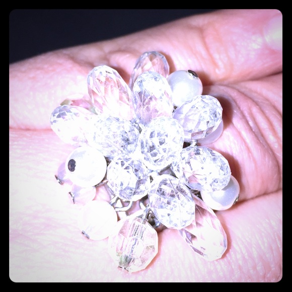 Clear Beaded Stretchy Ring