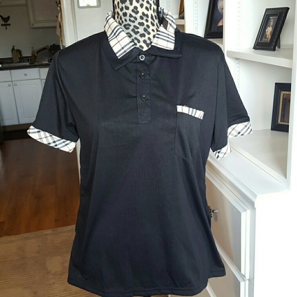 Black with pattern collar shirt