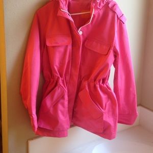 Pink raincoat with hood