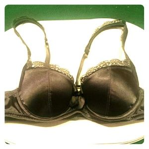 Aerie  grey padded lace trim bra with bow