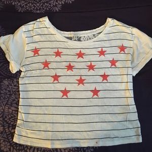 white and black stripped top with stars