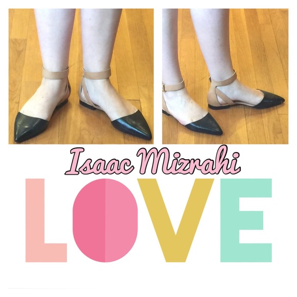 Isaac Mizrahi Black & Tan Leather Flats