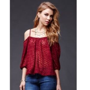 Red Cold Shoulder Top