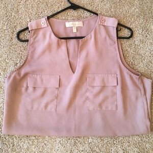 Pink-champagne colored sleeveless blouse