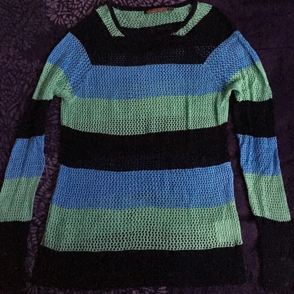 navy blue, green, light blue long sleeve sweater