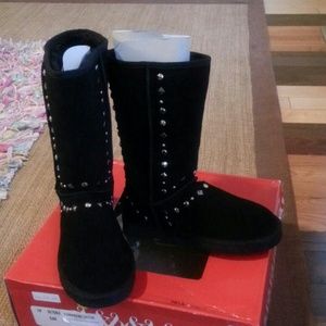 Macys Style&Co Studded fur boots 8M