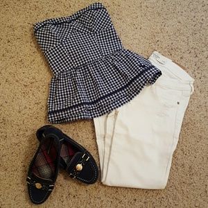 Blue Checked Tube Top