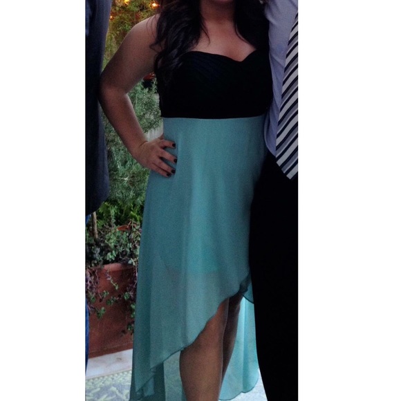 Black & Aqua Hi-Lo Dress