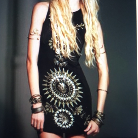 Free People embellished gold mine dress
