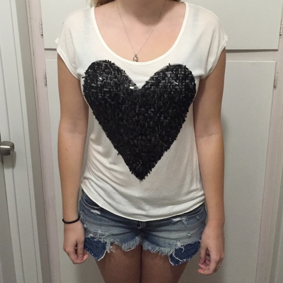 Cute white and black sequenced top