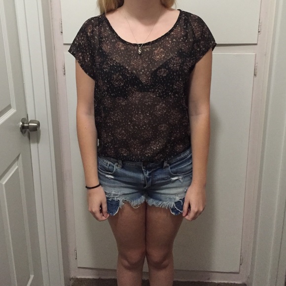 See through flowered top