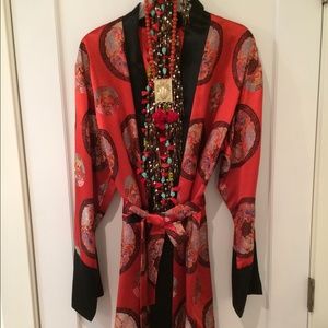Custom made heavy silk wrap coat
