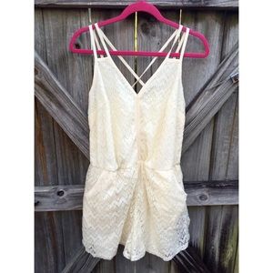 Cream Lace Romper