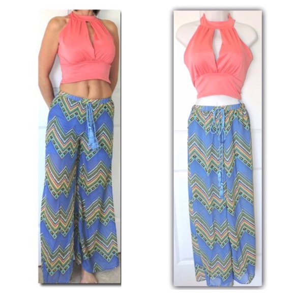 🌞SALE 🌞Cute print palazzo pants S M L - Picture 2 of 3