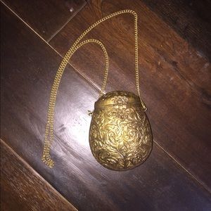 Gold Clutch with cross-body Strap