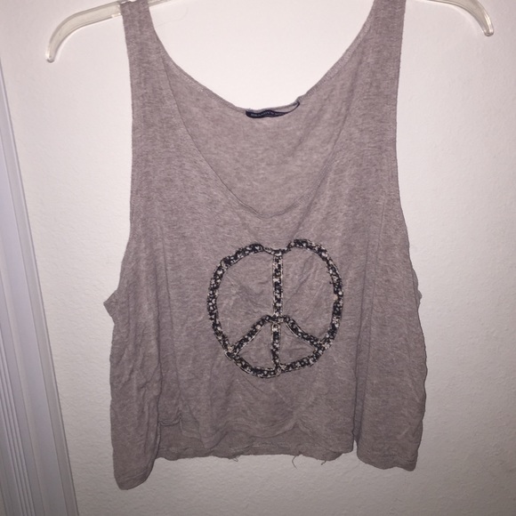 VINTAGE BRANDY MELVILLE FLOWY PEACE SIGN CROP TANK