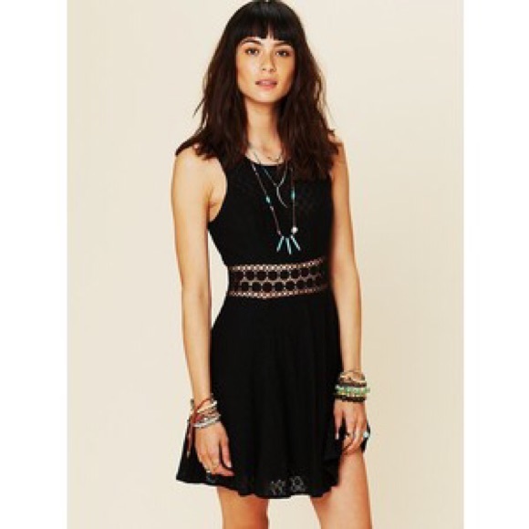 Free People Fitted With Daises Dress Black - Picture 1 of 3