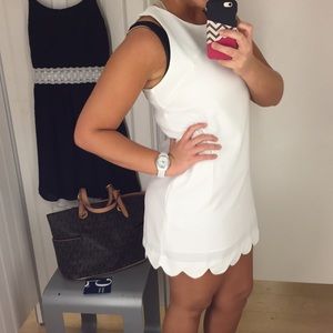White dress scalloped bottom