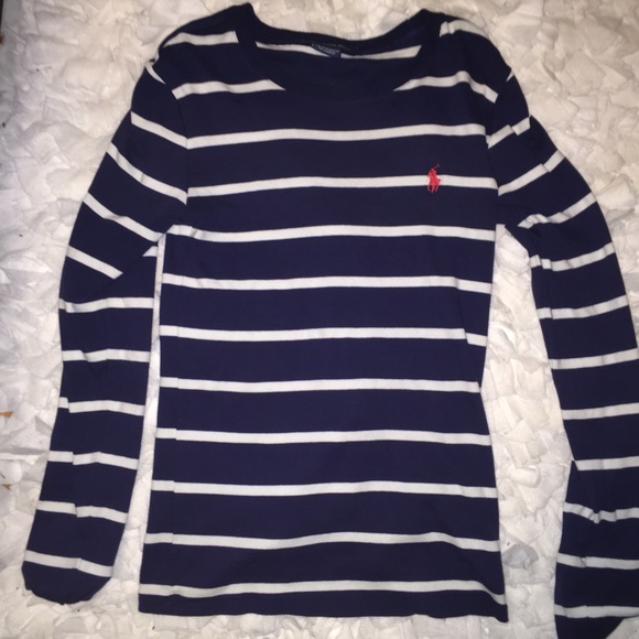 Striped long sleeved polo