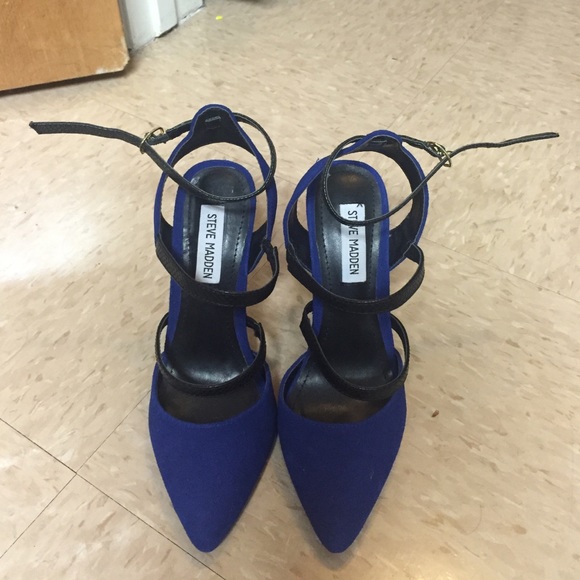 Blue with Leather Strapped Heels