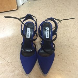 Blue with Leather Strapped Heels