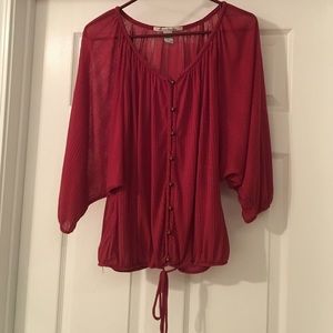 Burnt red American Rag button up flowy blouse!