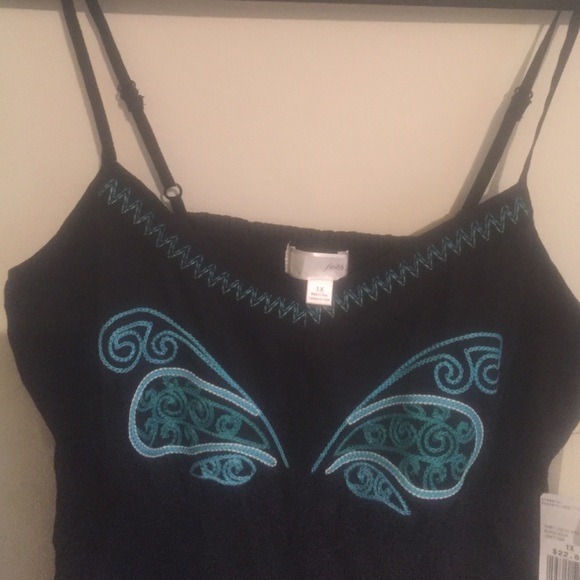 Black/ turquoise summer dress - Picture 3 of 4