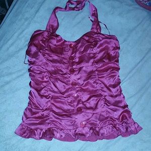 NWOT Fuschia satin INC corset top