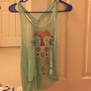 Light blue racer back tank with open back