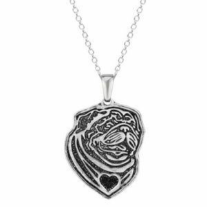 Pug Necklace and Black Pug Ring