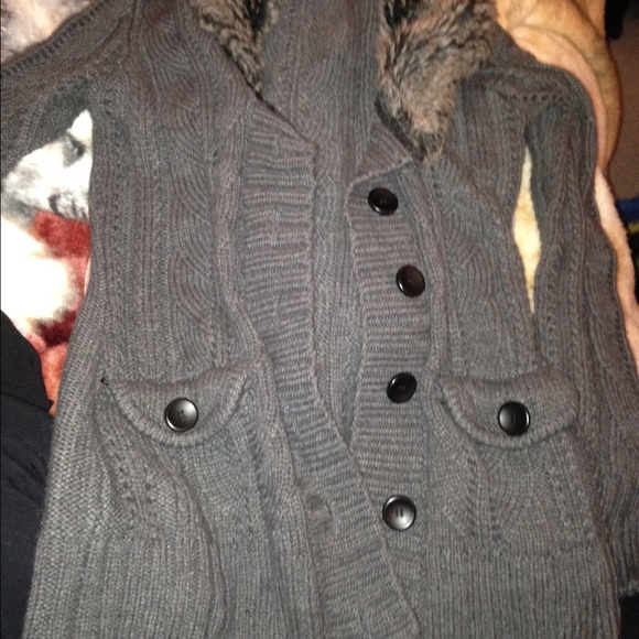 Gray cardigan sweater