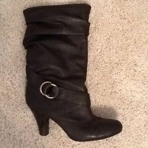Dark brown 2" heel boots