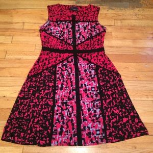 Patterned red Taylor dress.