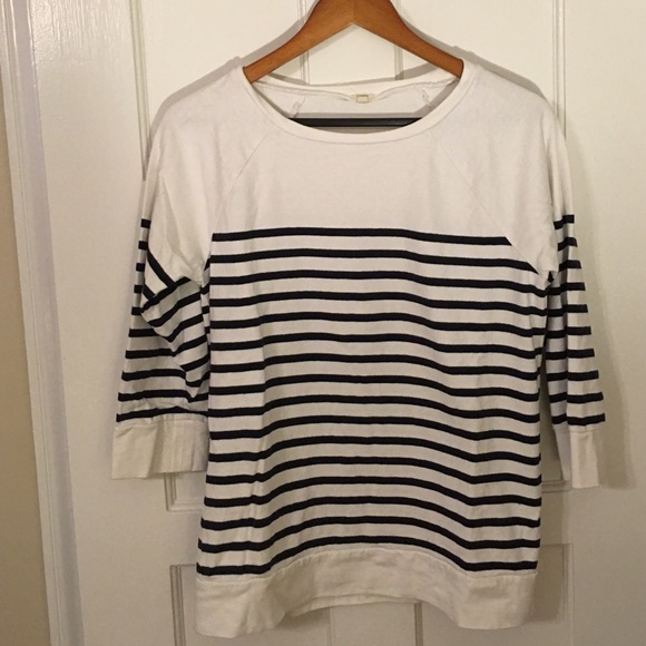JCREW Pier Striped Sweatshirt - White - Picture 2 of 2