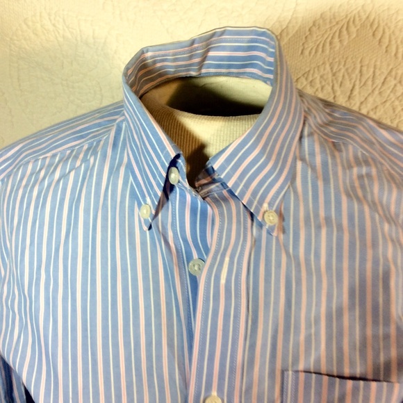 Brooks brothers work blouse button up striped blue