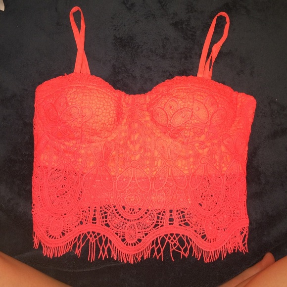 Neon Orange Bustier Top