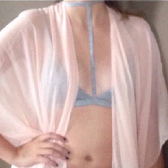 LIGHT GRAY Triangle Choker Cage Bra - Picture 6 of 6